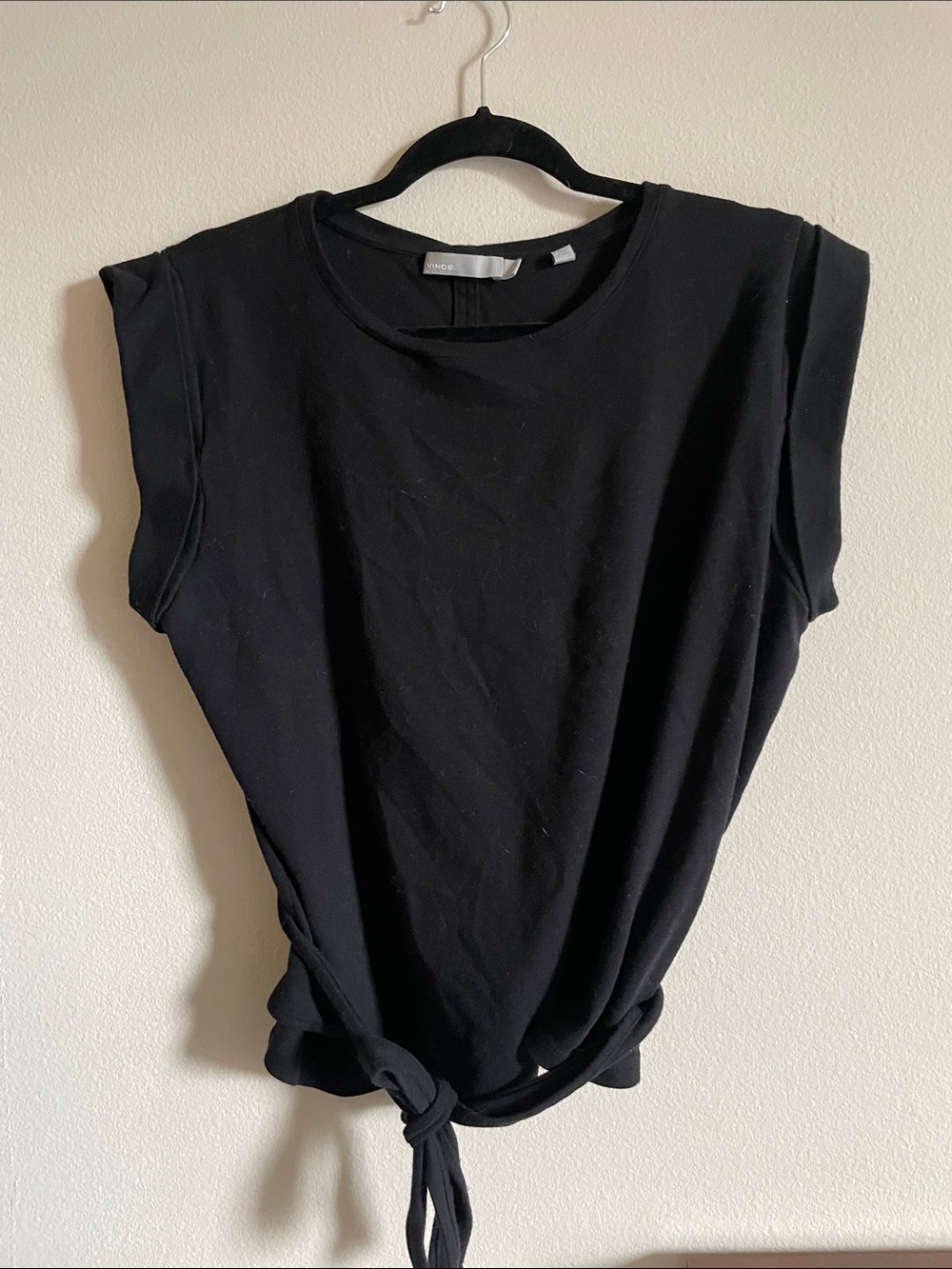 Vince Black Sleeveless Wrap Open-Back Top